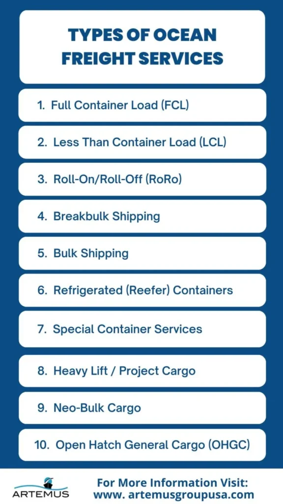 Types Of Ocean Freight Services